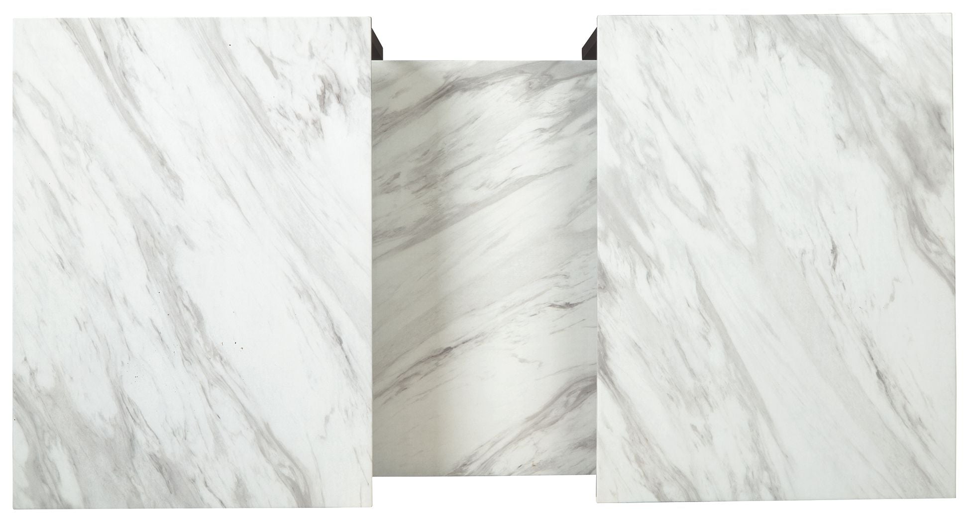Marble-look tabletop panels with gray veining pattern