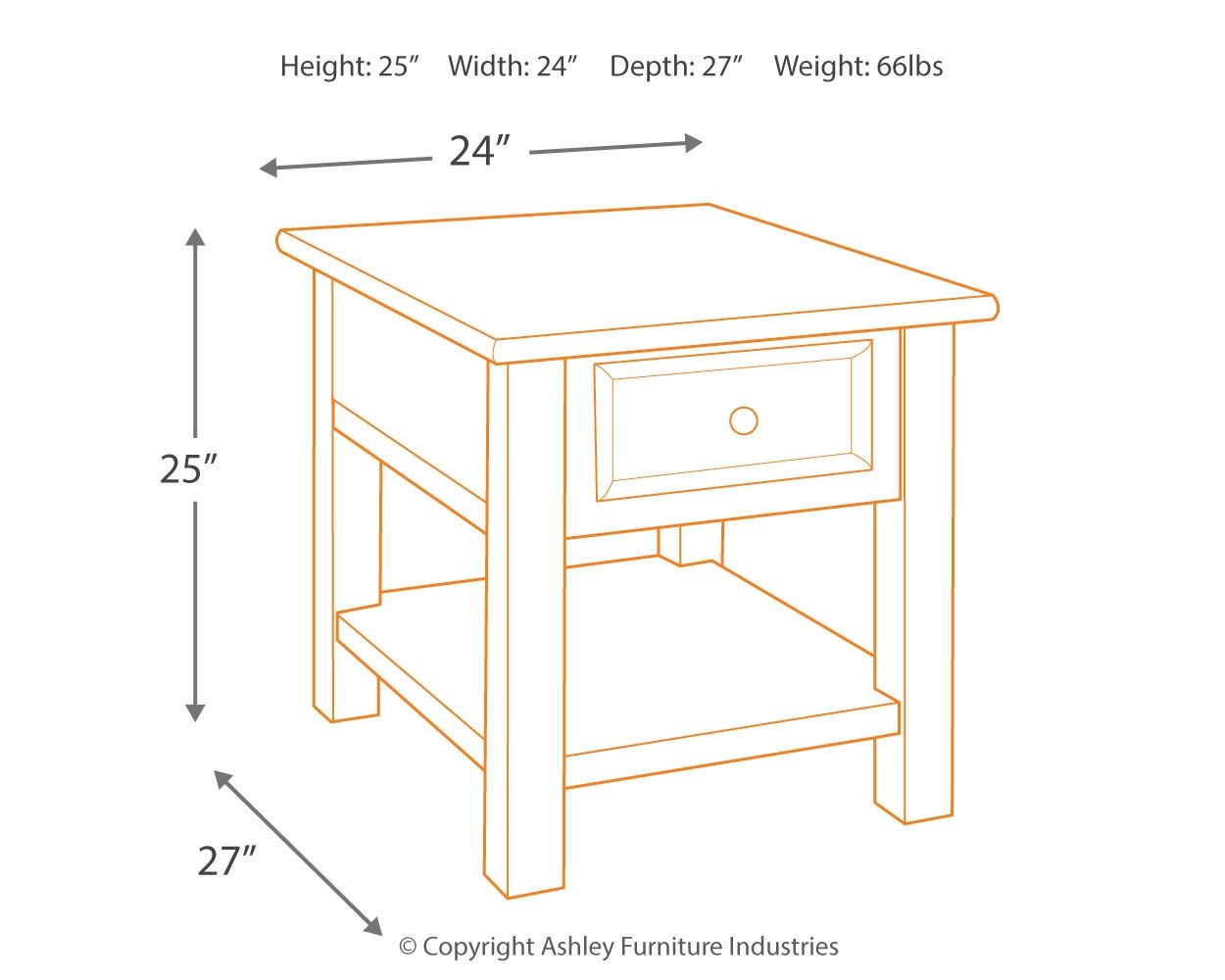 Tyler Grayish Brown / Black - Rectangular End Table