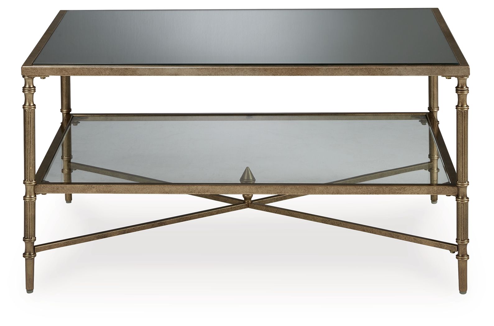 Cloverty Aged Gold Finish - Rectangular Cocktail Table