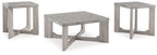 Occasional table set of 3, gray square tops with whitewash open-frame legs