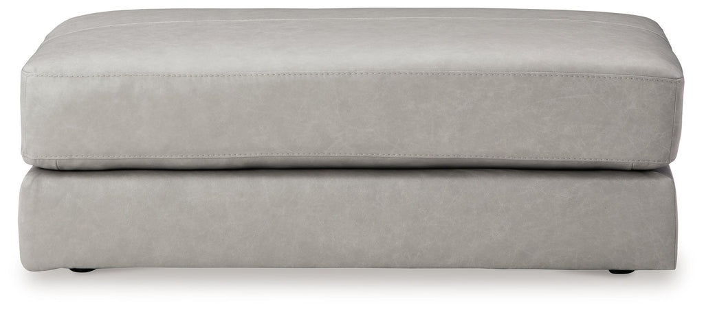 Pearl silver oversized accent ottoman with top cushion and short legs