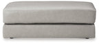 Pearl silver oversized accent ottoman with top cushion and short legs