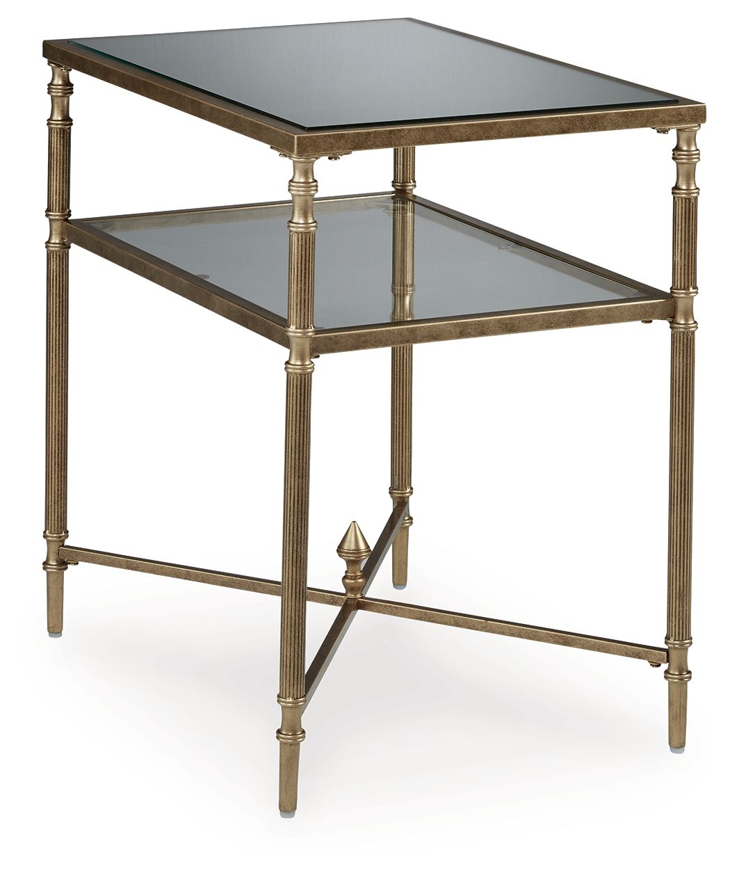 Cloverty Aged Gold Finish - Rectangular End Table