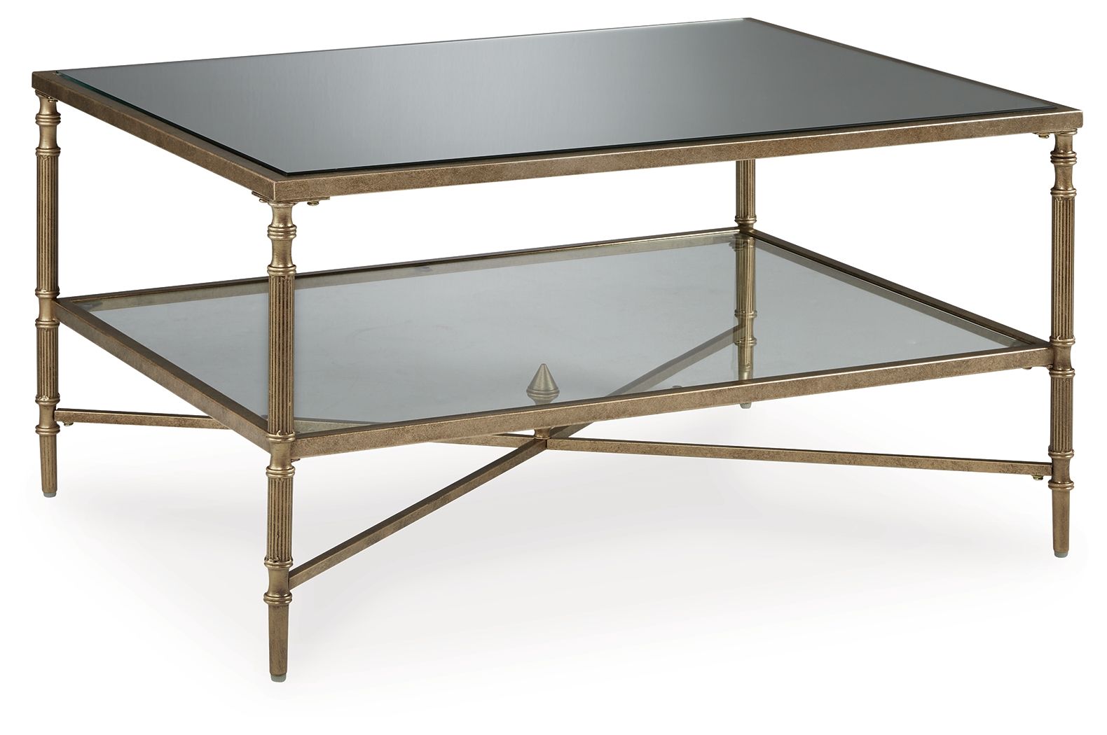 Cloverty Aged Gold Finish - Rectangular Cocktail Table