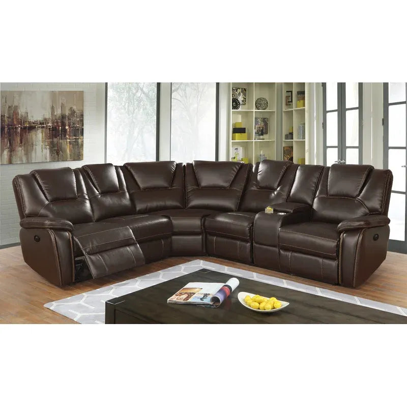 Dark Brown Faux Leather Reclining Sectional